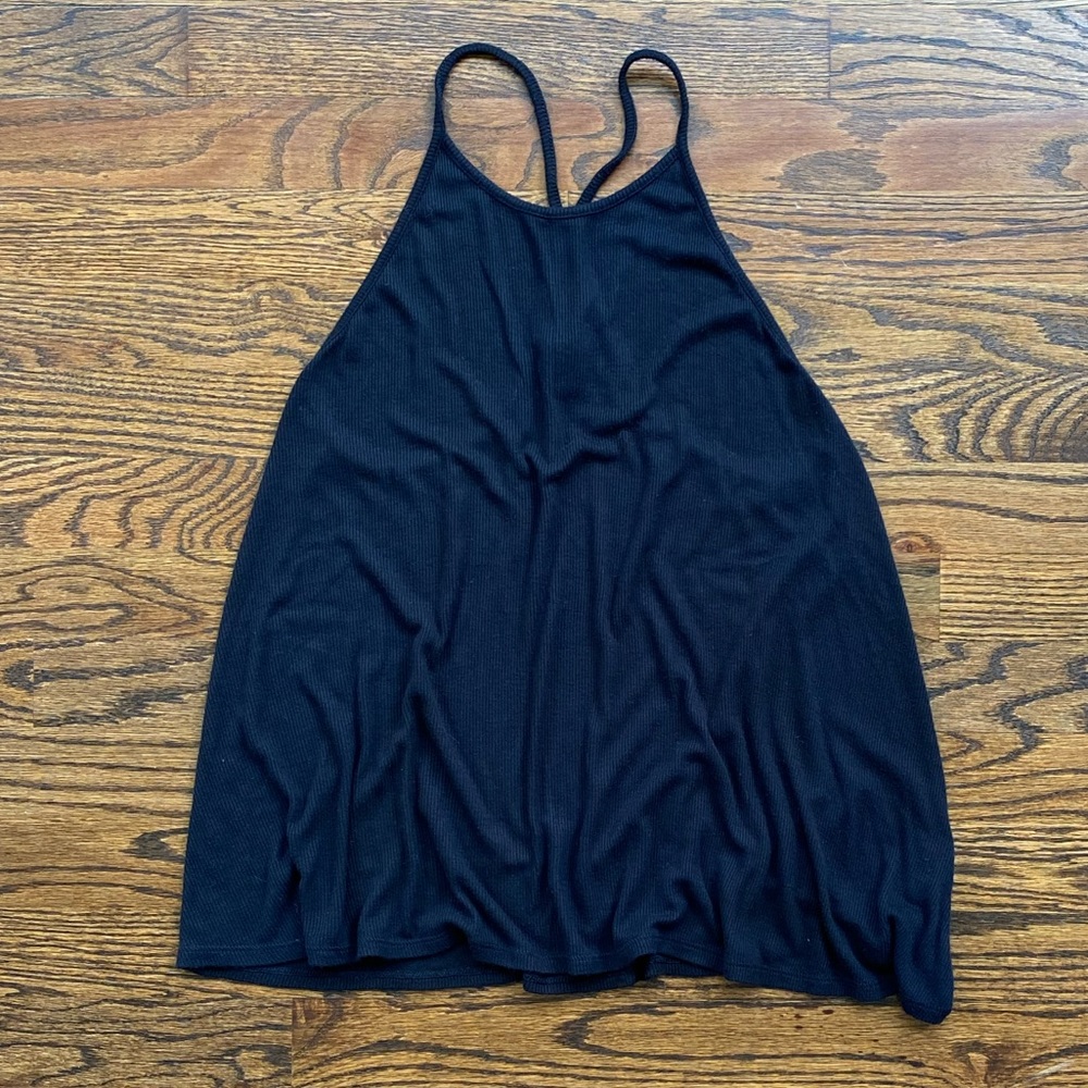 Women’s black ribbed tank top